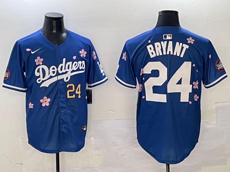 Men Los Angeles Dodgers 24 Bryant Blue Sakura Edition 2025 Nike MLB Jersey style 7